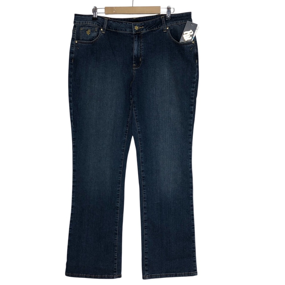 RocaWear Stretch Cotton Blue Wash Embroidered Pockets HighRise Bootcut Jeans 20